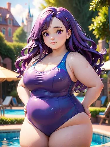 bbw,long hair,swimsuit,anime,big boobs,young woman,Anime,Anime,Cartoon