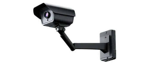 Security camera, CCTV, metal body, black coating, LED lights, lens, tripod stand, night vision, infrared sensor, wall mounted, urban setting, modern architecture, high-tech gadget, sleek design, metal