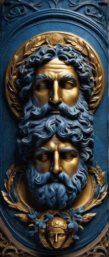 poseidon god face,door knocker,steam icon,the emperor's mustache,poseidon,neptune,lion capital,fractalius,sea god,golden mask,gold mask,escutcheon,corinthian order,glycera,golden wreath,venetian mask,zodiac sign libra,zeus,zodiac sign leo,ancient icon,Illustration,Abstract Fantasy,Abstract Fantasy 22