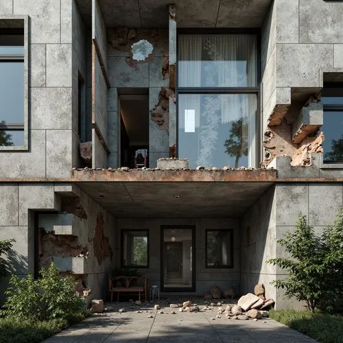 habitat 67,luxury decay,pripyat,dilapidation,demolition work,dereliction,home destruction,dilapidated,urbex,demolition,exposed concrete,delapidated,immobilien,decay,post apocalyptic,abandoned building,dilapidated building,teardowns,rubble,foreclosed