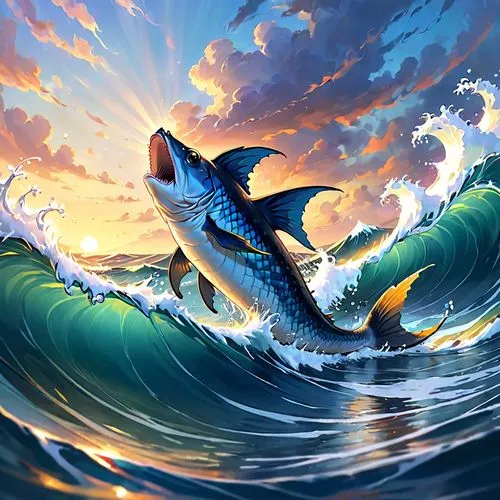 ocean background,dolphin background,wyland,wavevector,tsunami,god of the sea,Anime,Anime,Cartoon