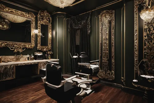 beauty room,salon,ornate room,luxury bathroom,barber shop,beauty salon,barbershop,barber chair,hairdressing,victorian style,consulting room,hairdresser,the throne,barber,luxury decay,parlour,gold lacquer,hairdressers,damask,luxurious,Photography,Artistic Photography,Artistic Photography 13