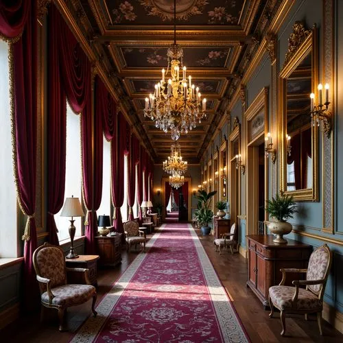 ritzau,royal interior,enfilade,chateau margaux,ornate room,cliveden,venice italy gritti palace,villa cortine palace,ducale,hallway,corridor,versaille,residenz,lanesborough,drottningholm,grand hotel europe,villa d'este,meurice,versailles,baccarat