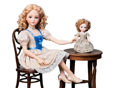 Porcelain doll, antique, Victorian era, delicate face, blue eyes, curly blonde hair, rosy cheeks, pale skin, intricate lace dress, satin ribbon, glassy shoes, dainty fingers, holding a tiny fan, sitti