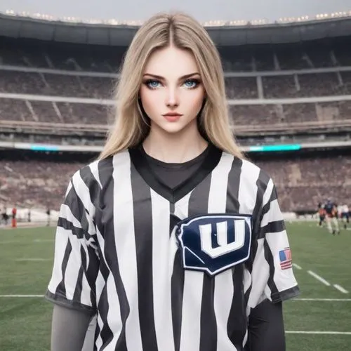 a female football player in a football uniform on a field,ariela,nfl,hochuli,lineswoman,bianconeri,juventus