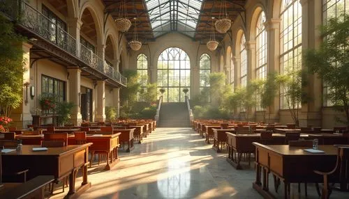 atriums,rijksmuseum,orangerie,louvre,conservatory,refectory,orangery,breakfast room,carreau,cafeterias,cafeteria,empty interior,empty hall,paris cafe,reading room,morning light,lunchroom,bistro,winter garden,dandelion hall,Photography,General,Realistic