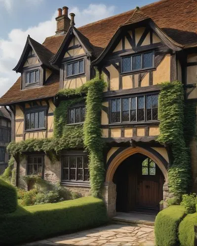 elizabethan manor house,agecroft,timber framed building,jacobean,nonsuch,dumanoir,windlesham,tylney,maplecroft,cecilienhof,chilham,chequers,tudor,littlecote,ightham,winterbourne,turville,broadacre,half timbered,adshead,Illustration,Realistic Fantasy,Realistic Fantasy 11