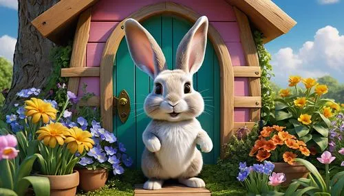 fairy door,cartoon rabbit,cartoon bunny,easter background,lapine,peter rabbit,Photography,General,Realistic