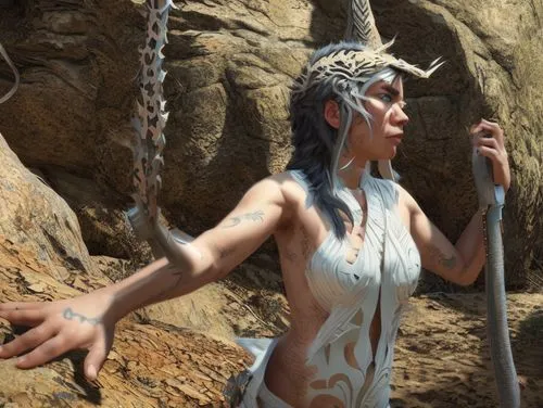 cave girl,shamanism,tiber riven,warrior woman,ephedra,shamanic,shaman,dryad,tribal chief,ancient egyptian girl,elven,female warrior,ancient costume,woman at the well,water nymph,cave of altamira,the enchantress,priestess,prehistory,blue enchantress,Common,Common,Game