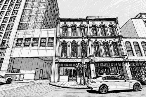 sketchup,store fronts,gastown,shophouses,streetscapes,streetscape,Design Sketch,Design Sketch,Black and white Comic