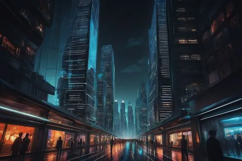 guangzhou,shanghai,cybercity,cyberpunk,metropolis,dystopian,bladerunner,dubai marina,coruscant,cityscape,klcc,skyscraper,shinjuku,dubai,makati,city at night,skyscrapers,lumpur,dystopias,futuristic landscape,Illustration,Realistic Fantasy,Realistic Fantasy 17