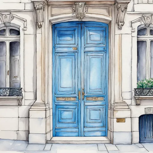 blue doors,blue door,watercolor paris balcony,watercolor paris,facade painting,front door,watercolor paris shops,doorway,watercolor blue,metallic door,doors,home door,door,the door,notting hill,house numbering,open door,french windows,garden door,watercolor painting,Conceptual Art,Daily,Daily 17