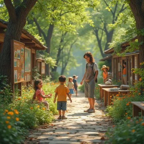 kindergarten,walk with the children,happy children playing in the forest,toddler in the park,ecovillage,children's background,prekindergarten,little girls walking,girl and boy outdoor,children learning,studio ghibli,fairy village,ghibli,preschool,children's playground,kindergartens,children drawing,walk in a park,ecovillages,idyllic,Photography,General,Realistic