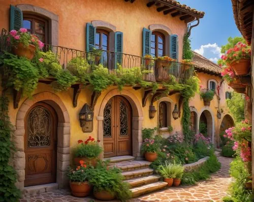 provence,provencal,tuscan,tuscany,toscane,toscana,italy,provencal life,beautiful home,houses clipart,italia,auberge,buildings italy,italy liguria,hanging houses,south france,italie,quirico,balconies,beautiful buildings,Art,Classical Oil Painting,Classical Oil Painting 19