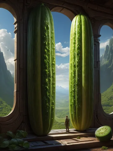 Compose a sci-fi tale where a super cucumber becomes the key element in advanced technology.,vegetables landscape,courgette,zucchini,cucumbers,cucumber  gourd  and melon family,armenian cucumber,cucum