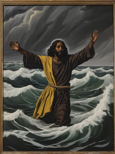 god of the sea,moses,poseidon,el mar,hurricane harvey,man at the sea,version john the fisherman,sea storm,sea god,poseidon god face,the wind from the sea,rogue wave,hurricane matthew,jesus figure,bow wave,church painting,baptism of christ,saint paul,the man in the water,e-flood,Conceptual Art,Oil color,Oil Color 15