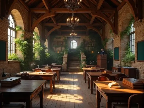 refectory,schoolroom,dandelion hall,herbology,cloister,inglenook,schoolrooms,ouderkerk,reading room,children's interior,michaelhouse,dining room,orangery,hammerbeam,nyenrode,hall,rathskeller,hogwarts,rufford,charlecote,Photography,General,Realistic