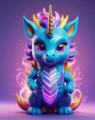 rainbow unicorn mural dragon , plasma body swirling patterns of electric blue and violet hues. Face appears angry and fierce, with intense, glowing eyes and sharp, elongated features. ,qilin,dragonja,