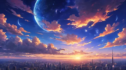 Anime anime wallpaper sky and stars view, universe sky. author：Xin Haicheng, anime art wallpaper 4k, anime art wallpaper 4k, anime art wallpaper 8k, Anime Sky, amazing wallpapers, anime wallpaper 4k, 