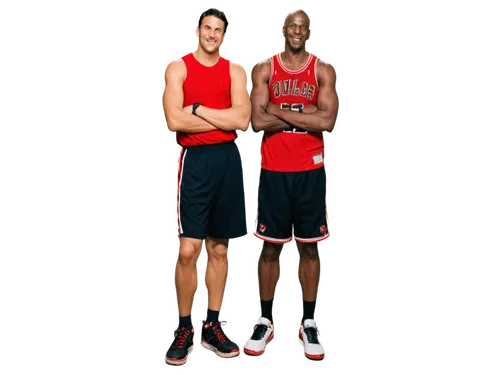 Michael Jordan, sports legend, solo, (40s), iconic smile, sweat drips down face, short black hair, basketball jersey number 23, red and black sneakers, muscular arms crossed, confident pose, studio li