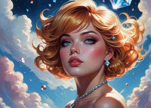 Lucy in the Sky with Diamonds.,fantasy portrait,fantasy art,retro pin up girl,pin up girl,pin-up girl,fantasy woman,fantasy girl,transistor,pin ups,pin up,rosa ' amber cover,pinup girl,mystical portra