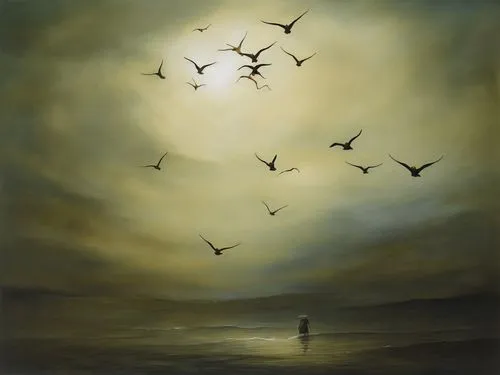 mesmerizing painting,siggeir,migration,jianfeng,bird migration,flying sea gulls,christakis,hossein,birds in flight,andreas cross,migratory birds,lacombe,hosseinpour,flying birds,flock home,sea birds,c