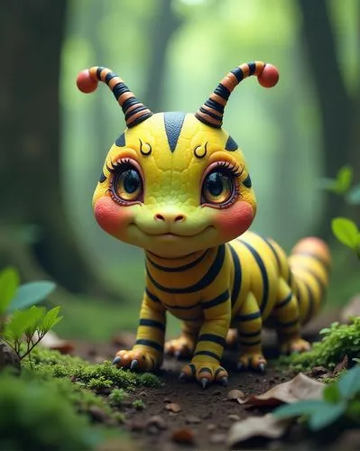 marsupilami,fire salamander,tigor,forest animal,swallowtail caterpillar,springmann