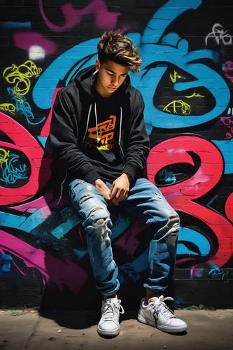 graffiti,skater,grafitty,austin,dj,graffiti art,street artist,brick wall background,raf,grafitti,skater boy,jeans background,bandana background,hip-hop,hoodie,sweatshirt,soundcloud icon,fire background,man on a bench,portrait background,Art,Artistic Painting,Artistic Painting 34