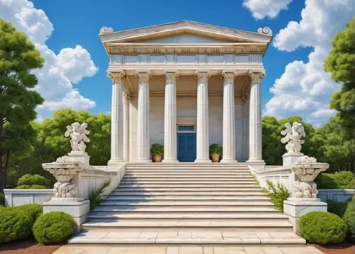 greek temple,zappeion,doric columns,palladian,neoclassical,temple of diana,roman temple,house with caryatids,neoclassicist,artemis temple,marble palace,neoclassicism,glyptothek,neoclassic,three pillars,peristyle,classicist,palladio,classicism,classical antiquity,Illustration,Children,Children 05