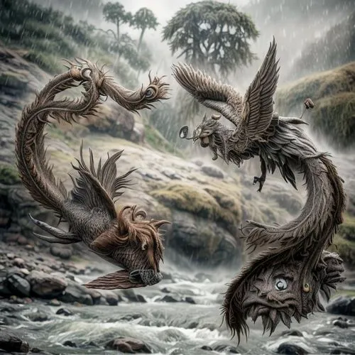 cynorhodon,sea monsters,landmannahellir,temperowanie,gorgonops,scandivian animals,primeval times,merfolk,uintatherium,prehistory,predation,mythical creatures,basilisk,troodon,iguanidae,eriobotrya,wyrm,fallen giants valley,kelpie,droëwors