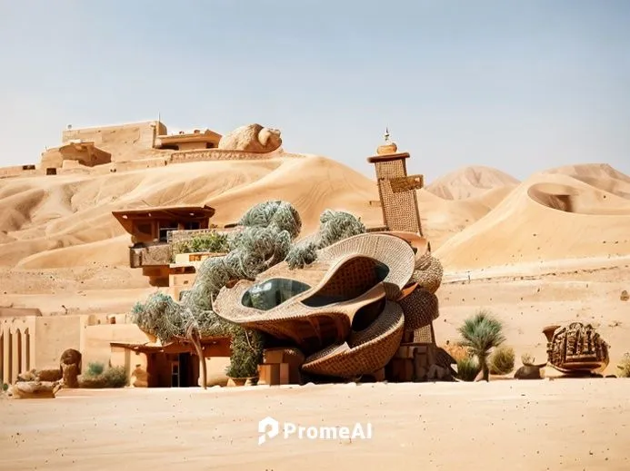 the building in a desert , oiasis in the front ,admer dune,sand clock,dunes house,libyan desert,viewing dune,qasr al watan,dune,dune landscape,arid land,dubai desert,the desert,bedouin,caravansary,cub