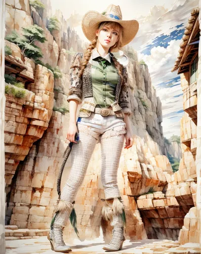 countrygirl,heidi country,cowgirl,western riding,western,digital compositing,cowgirls,image manipulation,world digital painting,wild west,western pleasure,american frontier,photo painting,country style,park ranger,desert background,fantasy picture,cowboy,portrait background,country dress