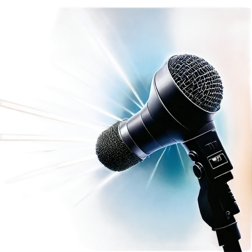 Explosive sound waves, dynamic microphone, loudspeaker, audio equipment, soundboard, mixing console, recording studio, bright lights, metallic reflections, dark background, low-angle shot, dramatic co