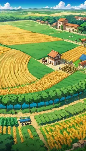 yamada's rice fields,rice fields,ricefield,rice field,the rice field,fruit fields,vegetable field,wheat field,potato field,onion fields,ricefields,corn field,yazaki,agricultural,wheat fields,lupini,farm landscape,rice paddies,farmland,field of cereals,Illustration,Japanese style,Japanese Style 03