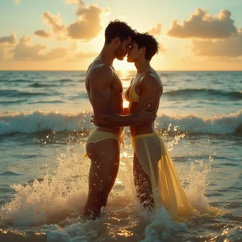 loving couple sunrise,romantic scene,honeymoon,malec,pre-wedding photo shoot,gay love