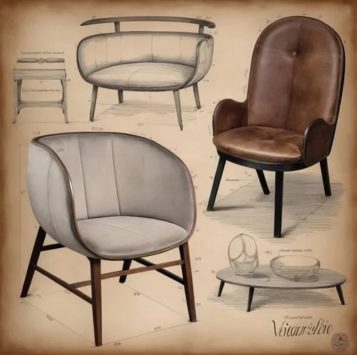 a drawing shows a variety of different seating arrangements,wingback,wing chair,upholsterers,thonet,commodes,upholstery,Unique,Design,Infographics