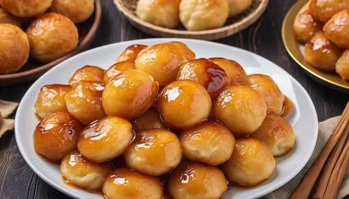 bánh bao,cha siu bao,bánh cuốn,bánh ướt,loukoumades,khinkali,bánh tẻ,butter rolls,nian gao,bánh da lợn,oden,monkey bread,gỏi cuốn,pretzel rolls,chả lụa,sweet chestnuts,tteok,huaiyang cuisine,mandarin cake,sticky bun,Photography,General,Realistic