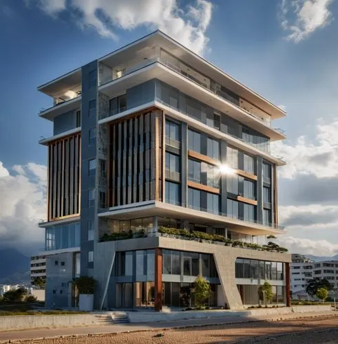 a modern building with several story windows and balconies,mamaia,pendik,modern building,larnaca,penthouses,alexandroupoli,Photography,General,Realistic