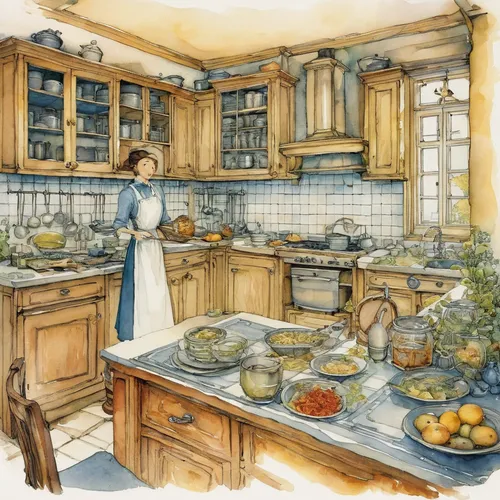 kitchen interior,victorian kitchen,kitchen,the kitchen,vintage kitchen,kitchen design,tile kitchen,big kitchen,kitchen cabinet,girl in the kitchen,tjena-kitchen,kitchen work,kitchen counter,new kitchen,kitchenware,chefs kitchen,kitchenette,ceramic hob,kitchen equipment,cabinetry,Illustration,Paper based,Paper Based 29