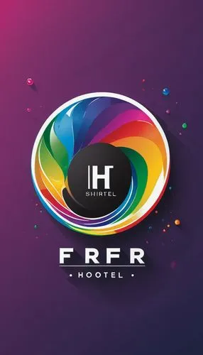 Ein Hotel in schwarzer Farbe und ein Regenbogen farbiger Tropfen rund herum,the logo for a el with colors,hfr,ffr,prh,hri,hhr,rhr,Unique,Design,Logo Design