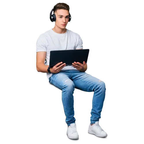 dj,man with a computer,wireless headset,computer addiction,rewi,sennheiser,blur office background,vinai,djn,audionet,computer graphic,audio player,wolyniec,listening to music,alekseev,computer freak,headphones,laptop,audiofile,music producer,Illustration,Black and White,Black and White 28