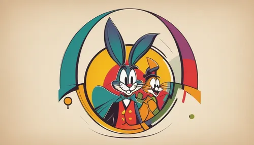 Design a playful Looney Tunes logo with vibrant colors.,jack rabbit,american snapshot'hare,jackrabbit,gray hare,hare,wild hare,steppe hare,white rabbit,deco bunny,antelope jackrabbit,jackalope,audubon