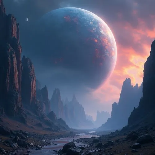 fantasy landscape,lunar landscape,alien planet,futuristic landscape,alien world,extrasolar,gliese,desert planet,barsoom,exoplanet,fantasy picture,moonscape,planetoid,valley of the moon,planetary,homeworld,moon valley,planet,terraforming,purple landscape,Photography,General,Fantasy