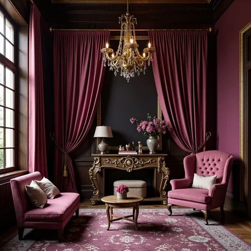 sitting room,ornate room,damask,victorian room,dark pink in colour,pink chair,danish room,interior decor,rococo,opulently,royal interior,zoffany,baccarat,great room,ritzau,mahdavi,mauve,interior decoration,opulent,furnishings