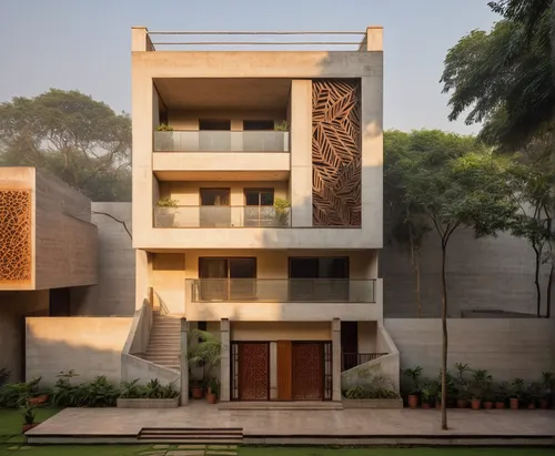 build by mirza golam pir,modern architecture,corten steel,residential house,modern house,dunes house,cubic house,chandigarh,jewelry（architecture）,3d rendering,exposed concrete,stucco wall,new delhi,gold stucco frame,concrete blocks,contemporary,exterior decoration,cube stilt houses,stucco frame,asian architecture,Photography,General,Natural