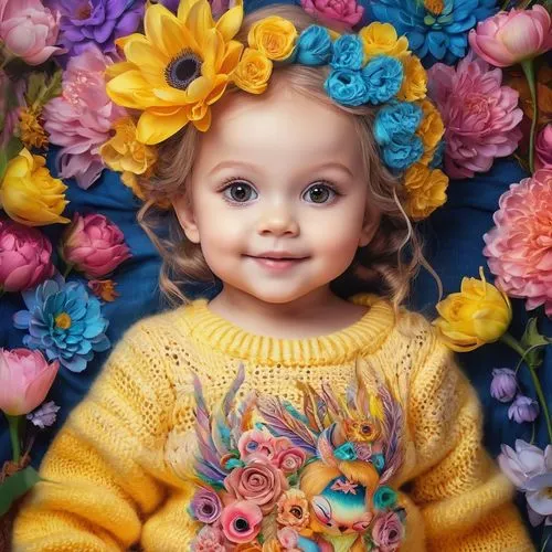 girl in flowers,beautiful girl with flowers,oil painting on canvas,child portrait,girl in a wreath,flower painting,oil painting,painter doll,flower girl,artist doll,coloured pencils,handmade doll,vintage doll,flower art,colorful floral,female doll,little flower,colored pencils,oil on canvas,blanket of flowers,Illustration,Realistic Fantasy,Realistic Fantasy 37