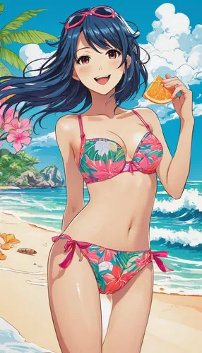 sonoda love live,beach background,beach scenery,summer background,hamearis lucina,mai tai,ocean background,honolulu,beach towel,tamarama,maya,aloha,watermelon background,hinata,summer swimsuit,blue hawaii,swimsuit,candy island girl,maimi fl,love live,Illustration,Japanese style,Japanese Style 04