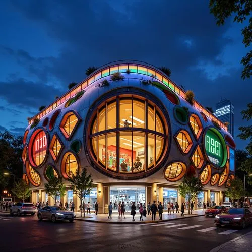 guggenheim museum,blavatnik,cinerama,hongdan center,hundertwasser,the palau de la música catalana,gaudi,danube centre,gaudi park,zeil,hotel w barcelona,globen,musical dome,pedrera,walt disney center,colorful spiral,barcellona,colorful facade,circumcenter,dongdaemun