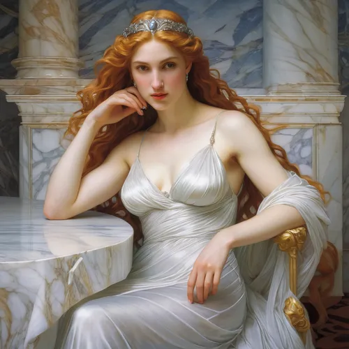 emile vernon,aphrodite,art deco woman,venus,white lady,bouguereau,psyche,young woman,cybele,cleopatra,rusalka,water nymph,the magdalene,neoclassic,portrait of a girl,athena,romantic portrait,mucha,lilian gish - female,la violetta,Illustration,Realistic Fantasy,Realistic Fantasy 03