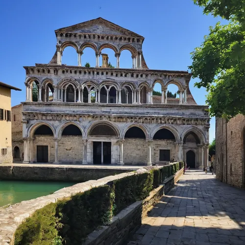 verona,abbaye de belloc,treviso,veneto,monastery of santa maria delle grazie,roman bath,grand bleu de gascogne,ancient roman architecture,chiesa di sant' ignazio di loyola,citta alta in bergamo,riva del garda,santa maria degli angeli,ferrara,medieval architecture,l'aquila,italy,sant'angelo castel,saint coloman,torri di fraele,baptistery,Art,Classical Oil Painting,Classical Oil Painting 34